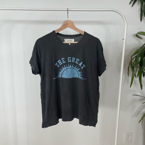 THE GREAT. Tops - The Great. Grey Blue Sunrise Tshirt